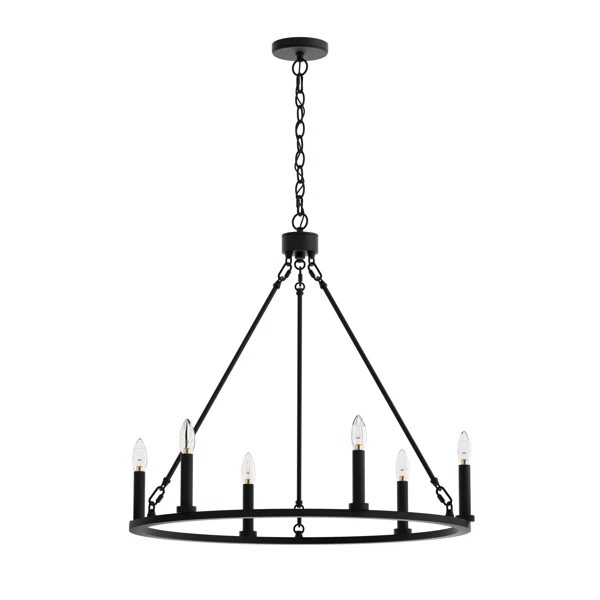 Adriana 6 - Light Steel Dimmable Wagon Wheel Chandelier UL Certified | Wayfair North America