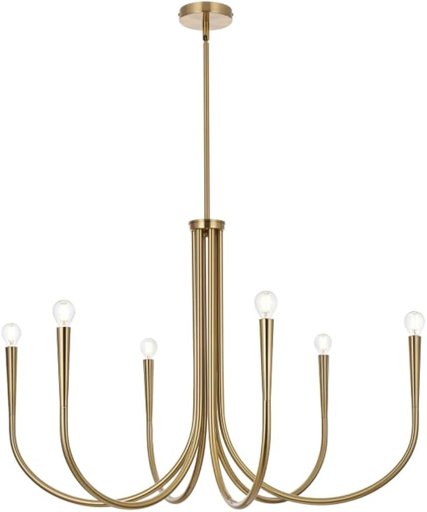 Layne 36" 6-Light Transitional Metal Chandelier in Gold | Amazon (US)
