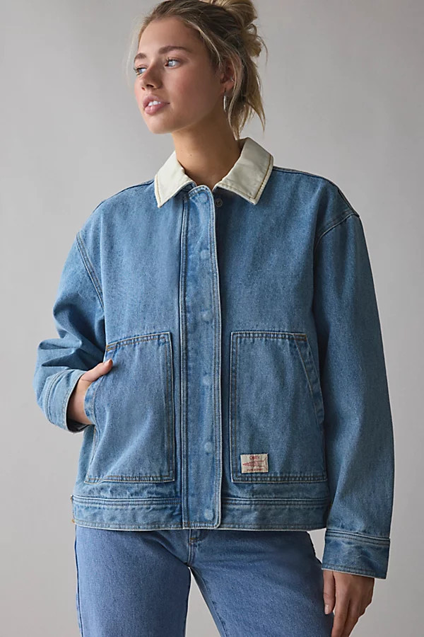OBEY Sybil Denim Dad Jacket in Light Blue, Women's at Urban Outfitters | Urban Outfitters (US and RoW)