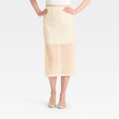 Women's Sheer Midi A-Line Skirt - A New Day™ Cream 0 | Target