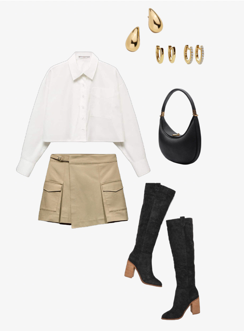 The best thing about this skirt is that it isn’t one - the cutest cargo skort pair with a cropped poplin shirt and some knee high boots make for such a chic fall outfit!

#LTKFindsUnder100 #LTKSeasonal #LTKStyleTip