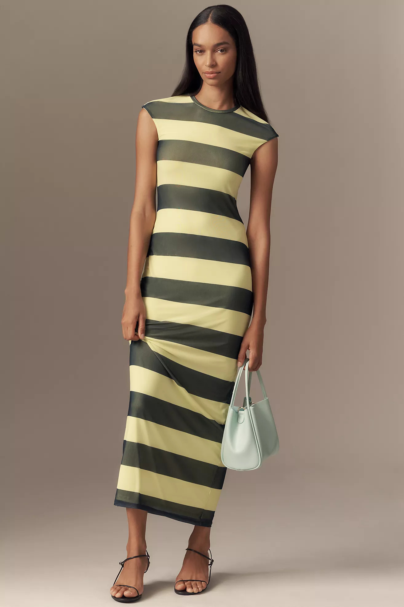 AFRM Short-Sleeve Slim Mesh Maxi Dress | Anthropologie (US)