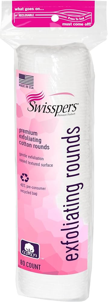 Swisspers Premium Exfoliating Rounds, 2 Distinct Raised Textured Surface, Cotton Facial Pads, 80 ... | Amazon (US)