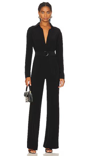 Shirt Straight Leg Jumpsuit With Collar Stand in Black | Revolve Clothing (Global)