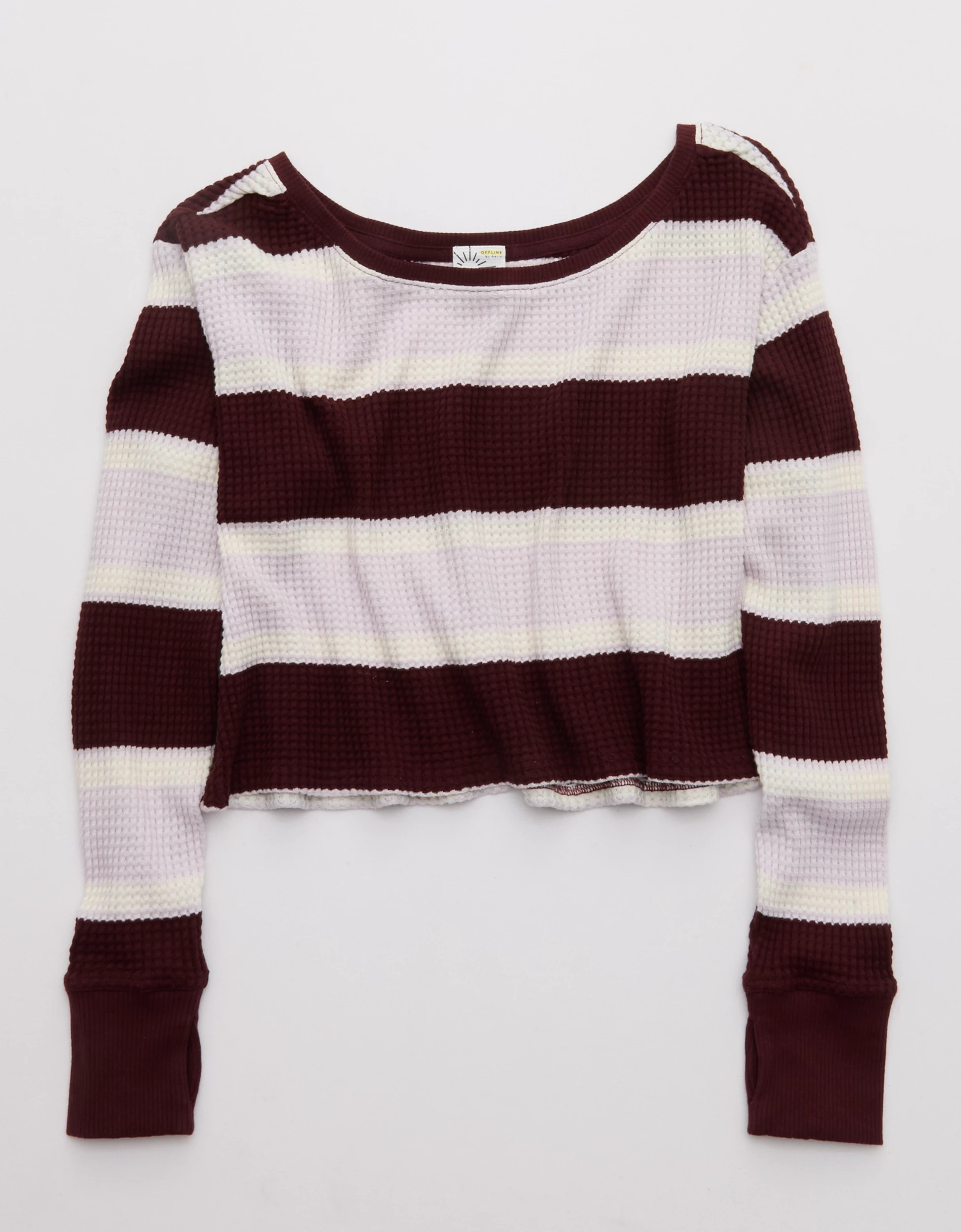 OFFLINE By Aerie Wow! Waffle Long Sleeve Off The Shoulder T-Shirt | Aerie