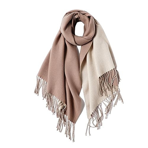 maamgic Womens Scarf Large Pashmina Shawls and Wraps Light Blanket Scarf for Evening Dress Warm Daily Travel Office Khaki and Dirty Pink | Amazon (US)