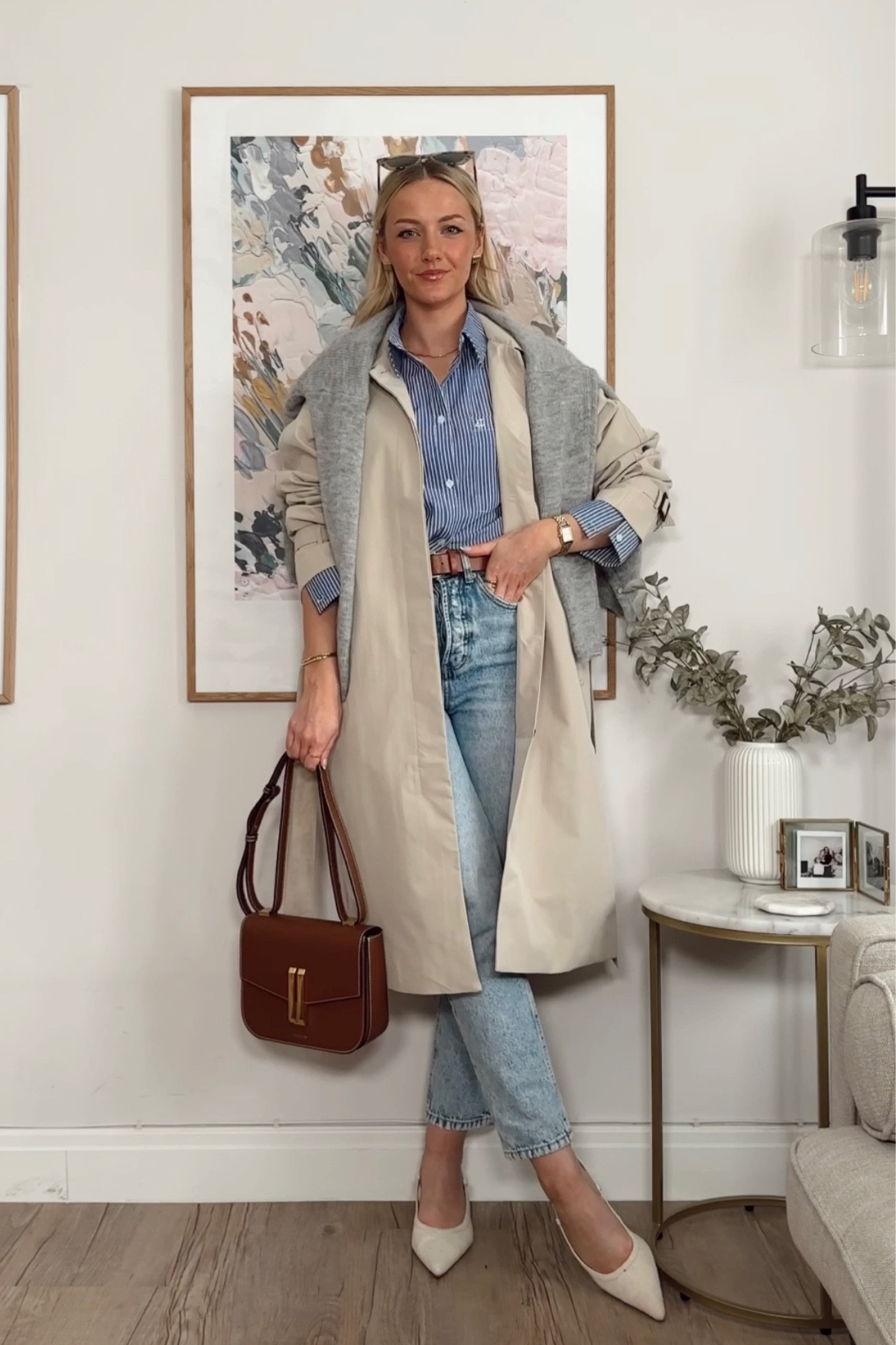 from my lipsync video: outfit 3
trench coat: wearing size 10
grey cardigan: size S
jeans: old Stradivarius, a similar pair linked below 
stripe shirt: 4th & Reckless, similar pens linked below 
bag & sunglasses also linked 
Slingbacks: asos last year, similar ones linked below 




#LTKuk #LTKeurope #LTKFashionMonth