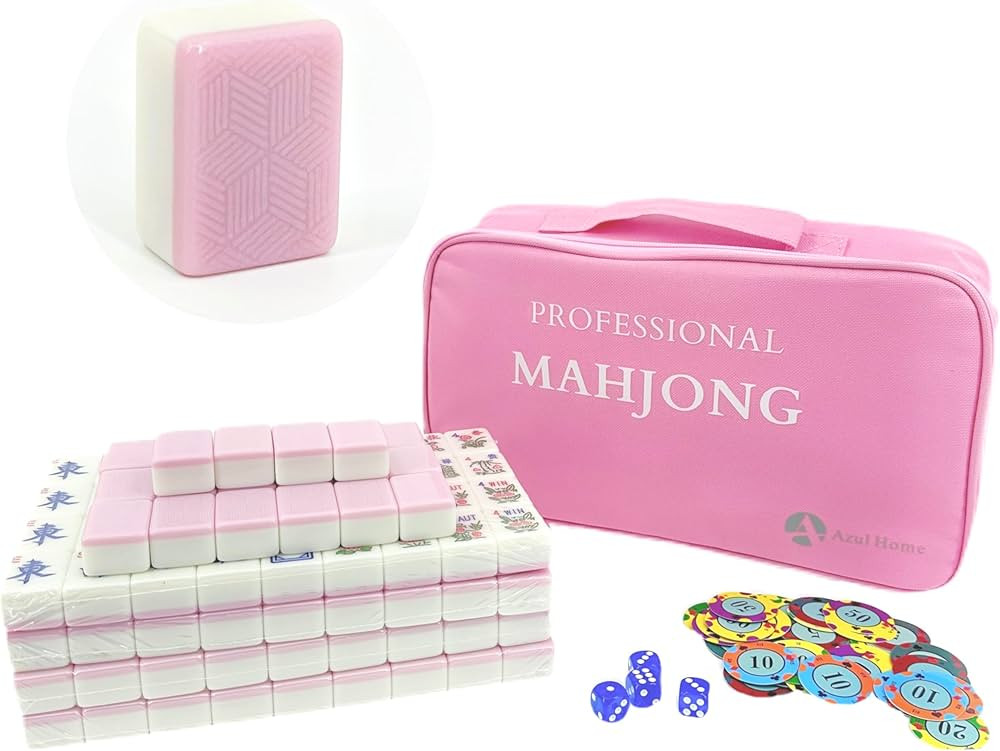 American Mahjong Game Set, 166 Numbered Melamine Tiles (1.4"), 4 Dice, 80 Poker Chips, Storage Ba... | Amazon (US)