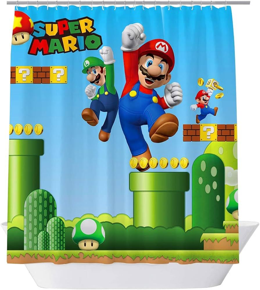 GOODCARE Kids Shower Curtains Classic Games Children Cartoon Shower Curtains, Polyester Fabric Sh... | Amazon (US)