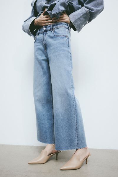 Wide High Ankle Jeans - Medium denim blue - Ladies | H&M US | H&M (US + CA)