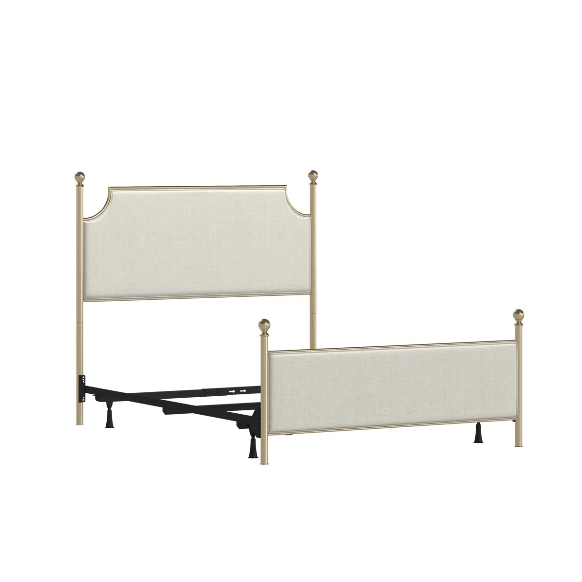 Olague Metal And Upholstered Queen Bed, Champagne With Ivory Fabric | Wayfair North America