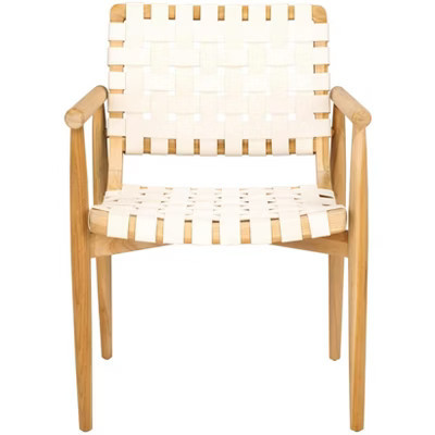 Dionne Accent Chair - ACH1201 - White/Natural Teak - Safavieh | Target