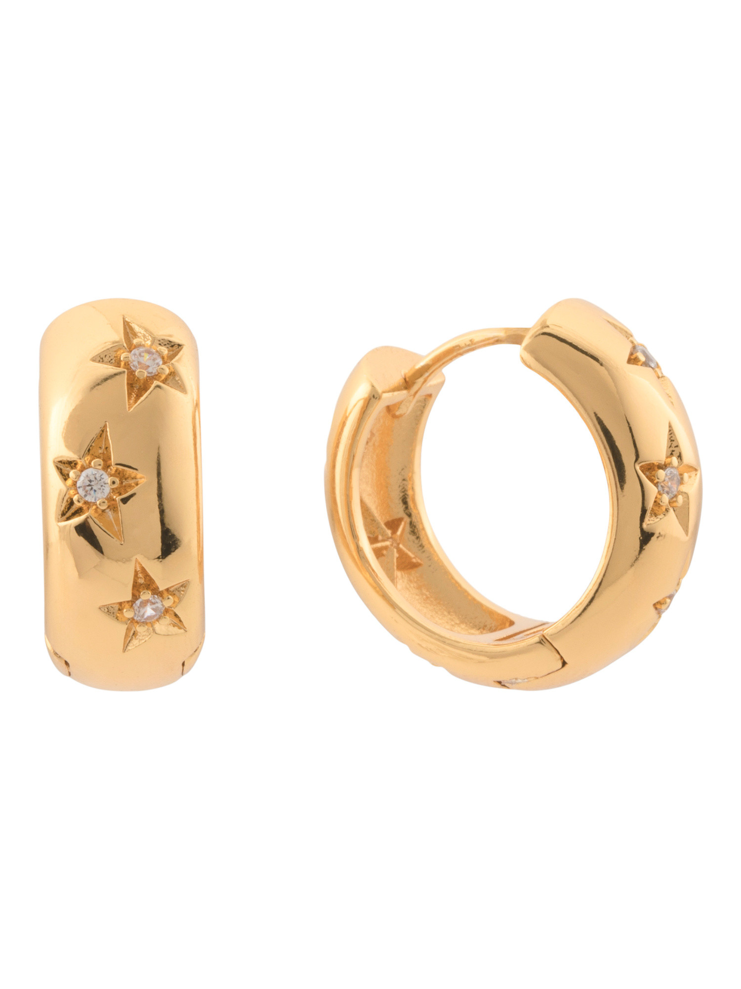 Riviera Gold Plated Star Crystal Hoop Earrings | TJ Maxx