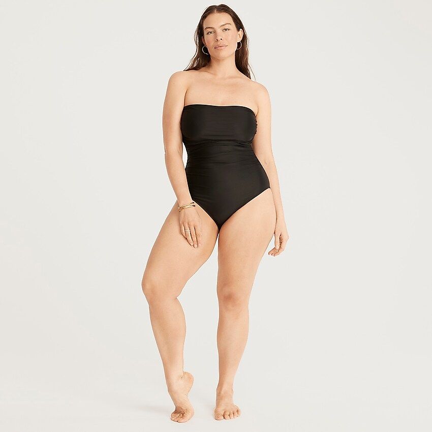 Long-torso ruched bandeau one-piece | J.Crew US