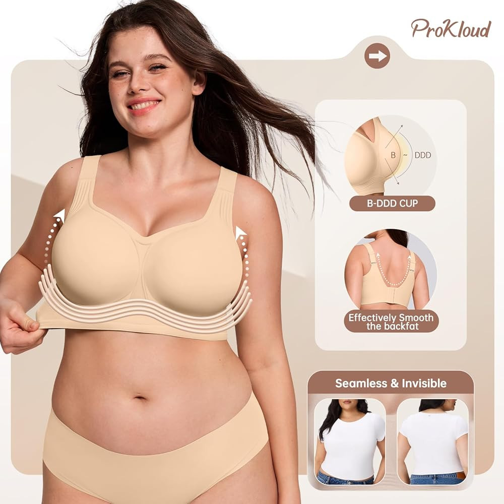 Jelly Bras for Women No Underwire Wireless Bra with Support and Lift Full Coverage Plus Size Comf... | Amazon (US)