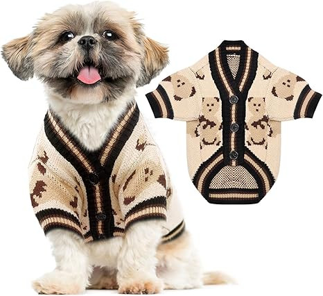 Small Dog Sweaters Cute Bear Dog Cardigans Clothes for Small Medium Dogs Boy Girl Puppy Cat Knitt... | Amazon (US)