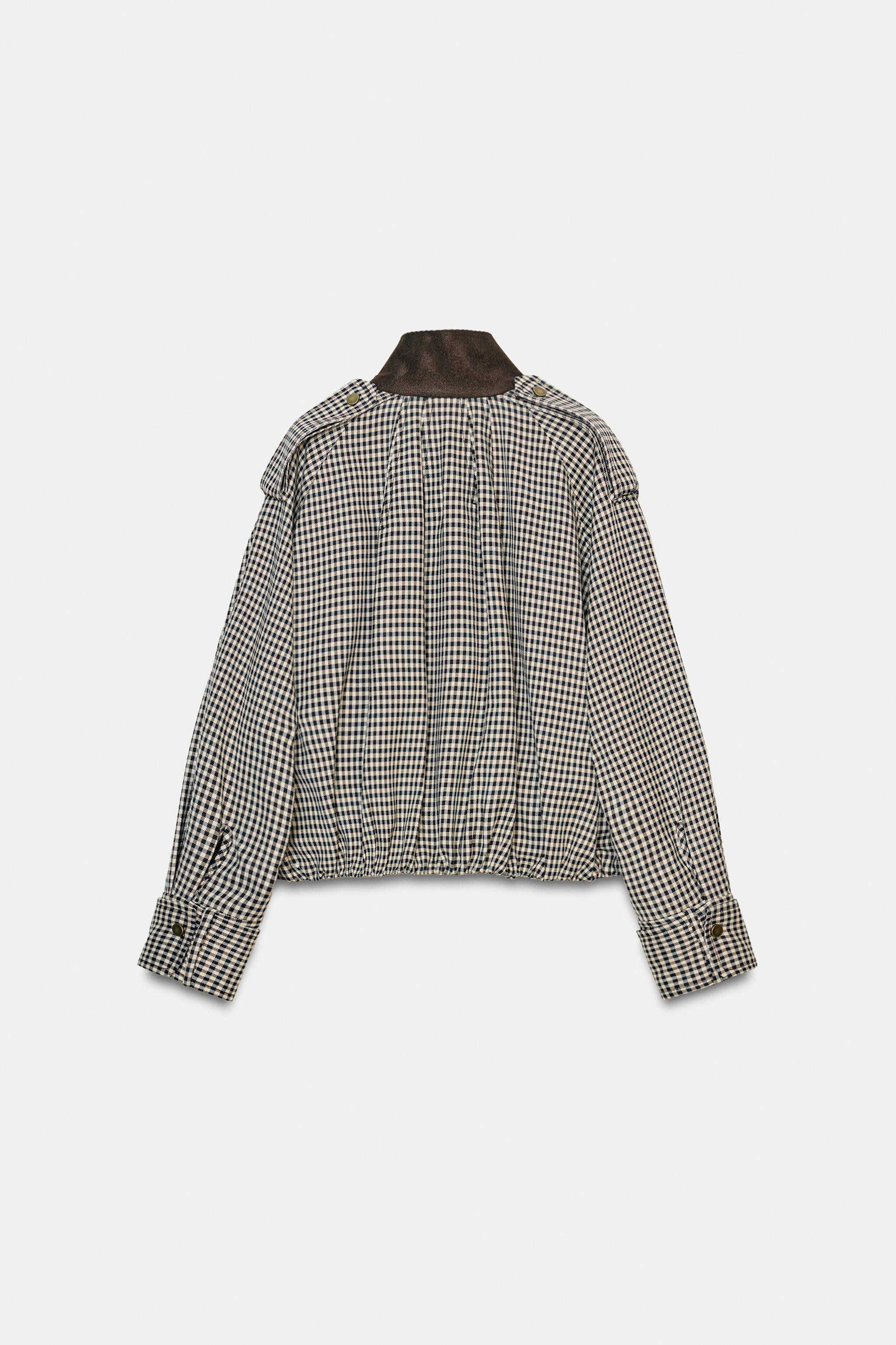 ZARA WOMAN COLLECTIONBomber jacket made from a viscose blend yarn. Contrasting mock neck and long... | Zara US