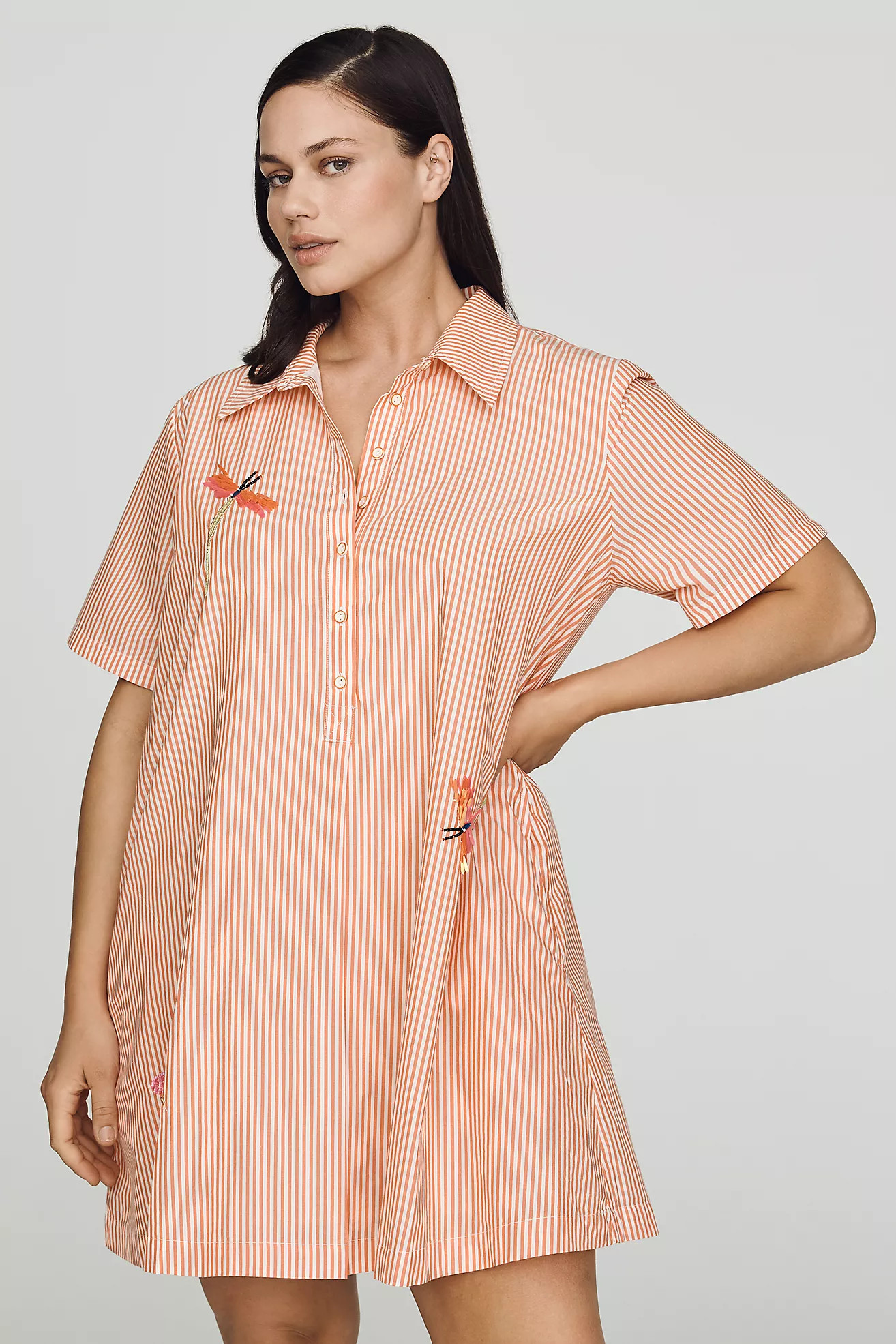 The Pollie Short-Sleeve Swing Tunic Mini Dress: Embroidered Edition | Anthropologie (US)