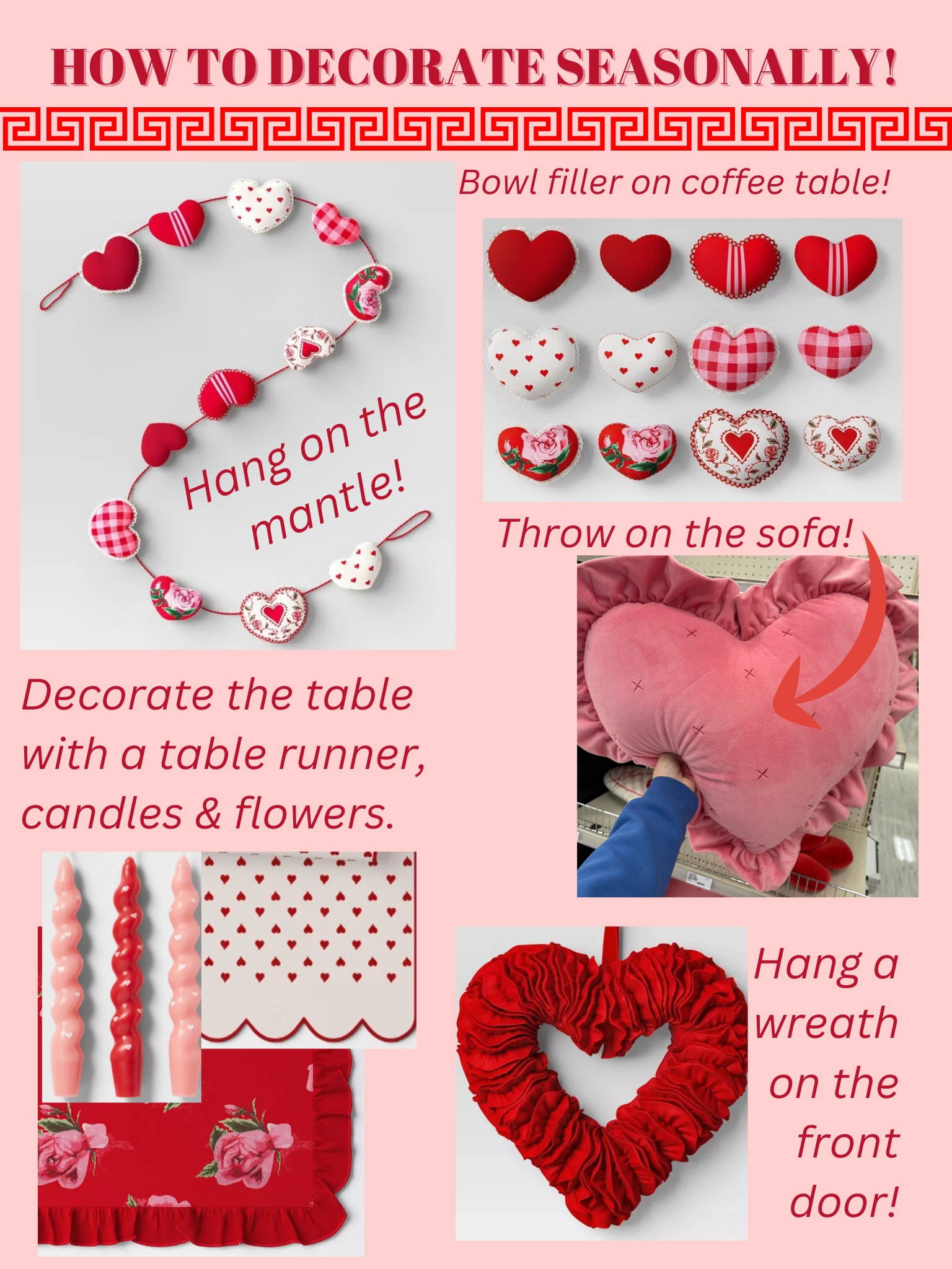 Tips and Target Finds to decorate your home seasonally for Valentine’s day! 

#LTKSeasonal #LTKHome