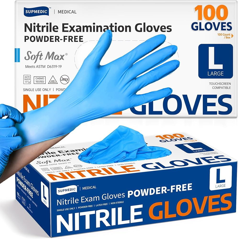 Supmedic Medical Soft Max™ Nitrile Exam Gloves, 100 Count Latex-Free Powder-Free Non-Sterile Fo... | Amazon (US)