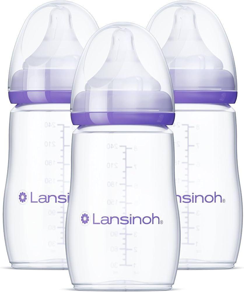 Lansinoh Anti-Colic Baby Bottles for Breastfeeding Babies, 8 Ounces, 3 Count, Includes 3 Medium F... | Amazon (US)