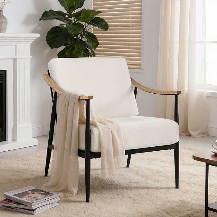 Modern Accent Chair for Living Room Bedroom Mid Century Arm Chair Upholstered Office Accent Chair... | Amazon (US)