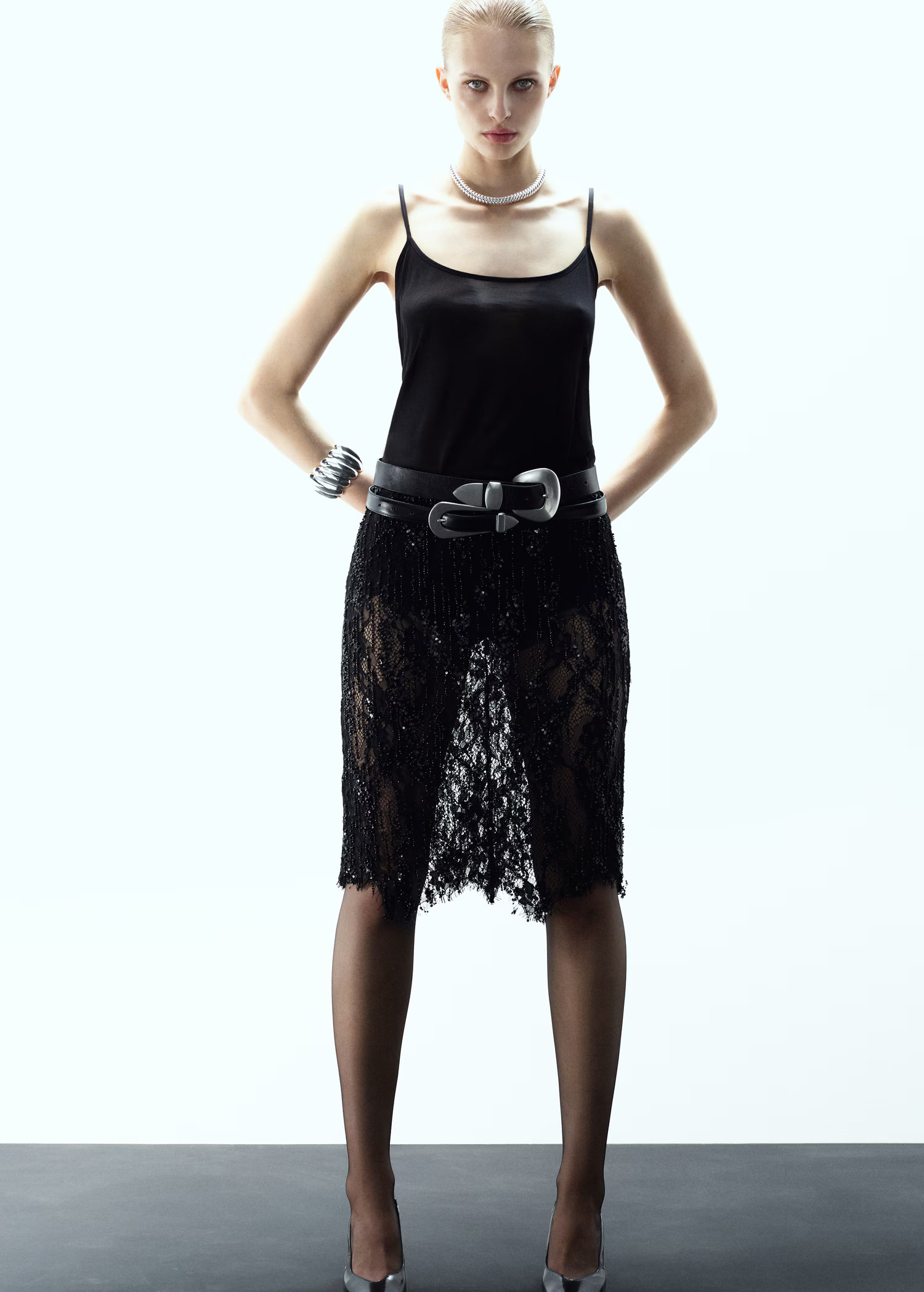 Beaded lace skirt - Women | MANGO United Kingdom | MANGO (UK)