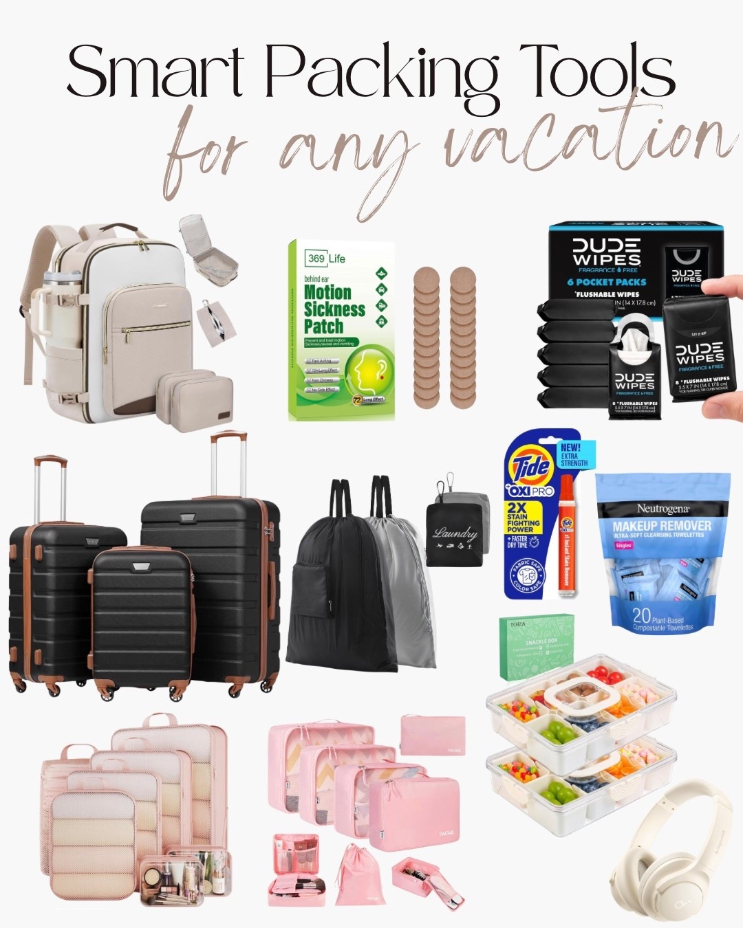 The travel essentials you don’t think about until you REALLY wish you had them ✈️  everything to make packing easier, keep your suitcase organized + save you from those little vacation emergencies. 

#amazon #fallbreak #travelessentials #luggage ￼

#LTKTravel #LTKSaleAlert #LTKOver40