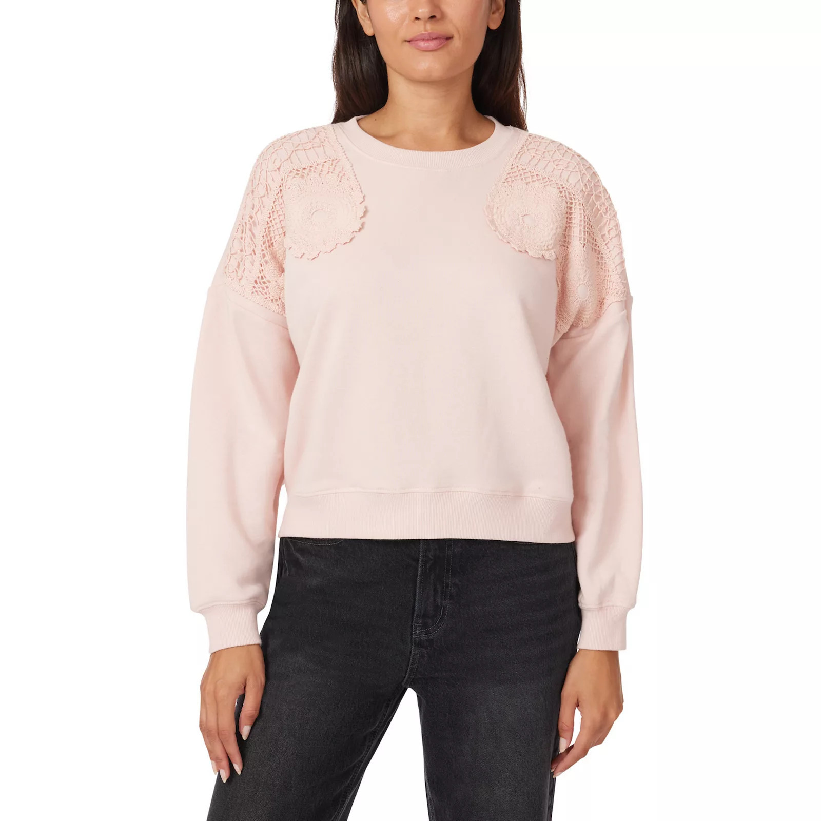 Women's C&C California Crochet Detail Daisy Pullover, Size: Small, Sepia Pink | Kohl's