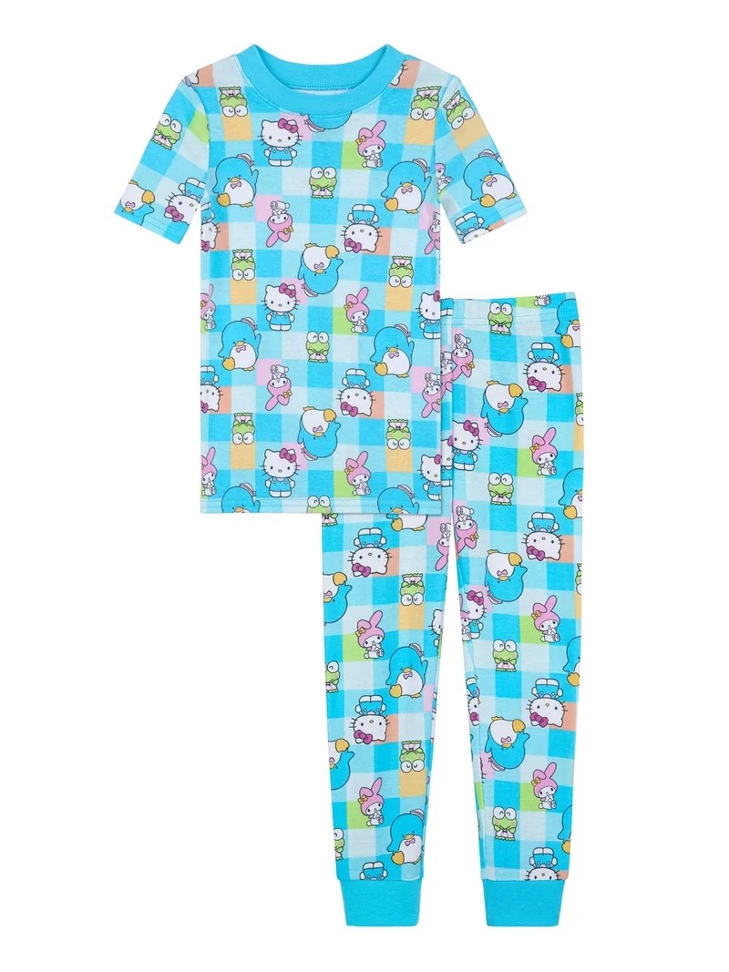 Hello Kitty Girls Short Sleeve Sleep Top and Pants Pajama Set, 2-Piece, Sizes 4-10 | Walmart (US)