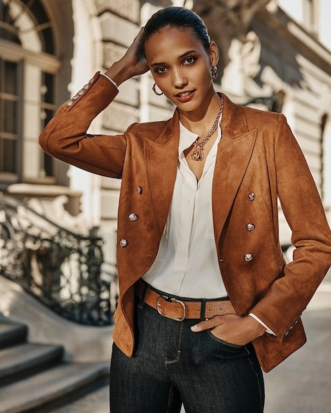 Faux Suede Studio Blazer | White House Black Market