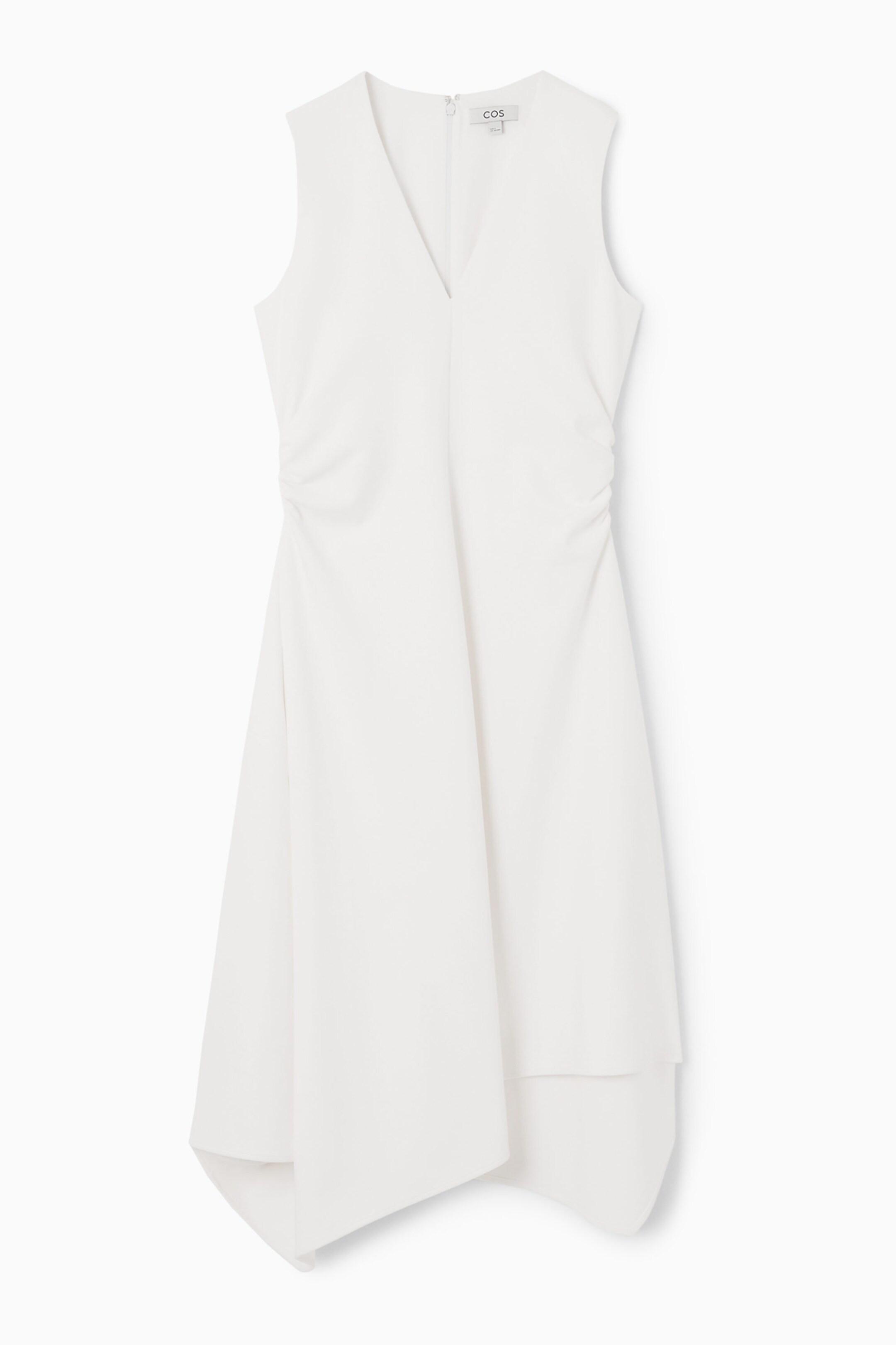 GATHERED ASYMMETRIC MIDI DRESS - WHITE | COS (EU)
