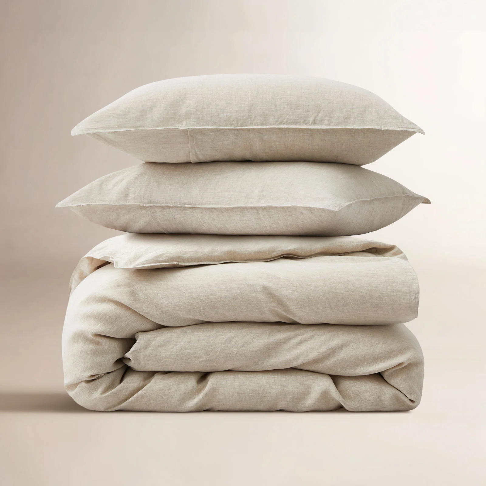 Linen Cotton Blend Duvet Cover Set – Breathable Washed Linen Bedding with Zipper Closure & Corn... | Wayfair North America