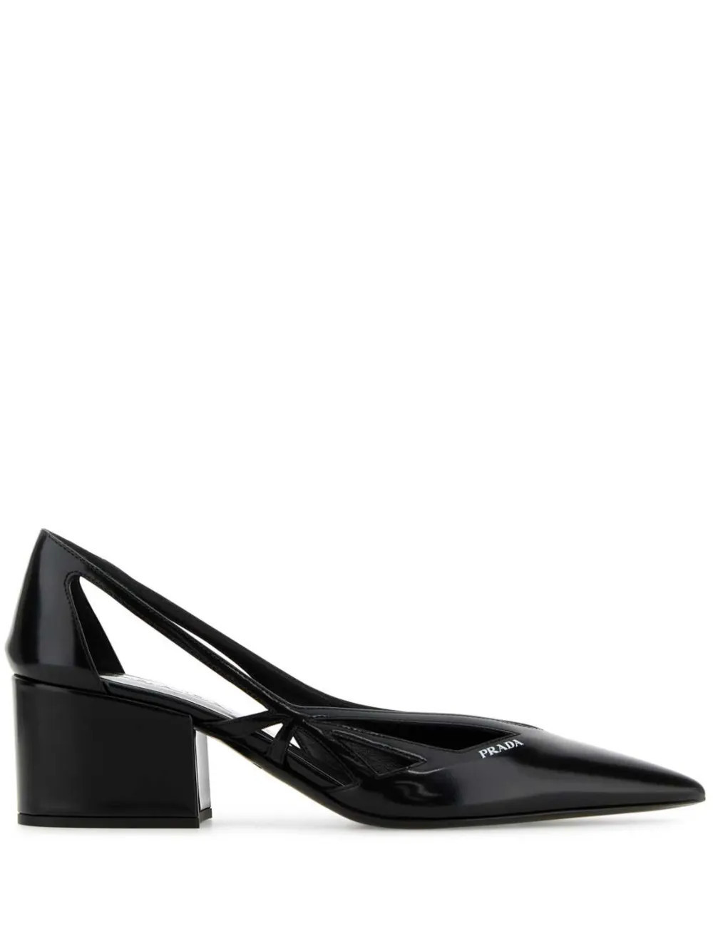 Prada 55mm debossed-logo pumps - Black | Farfetch Global