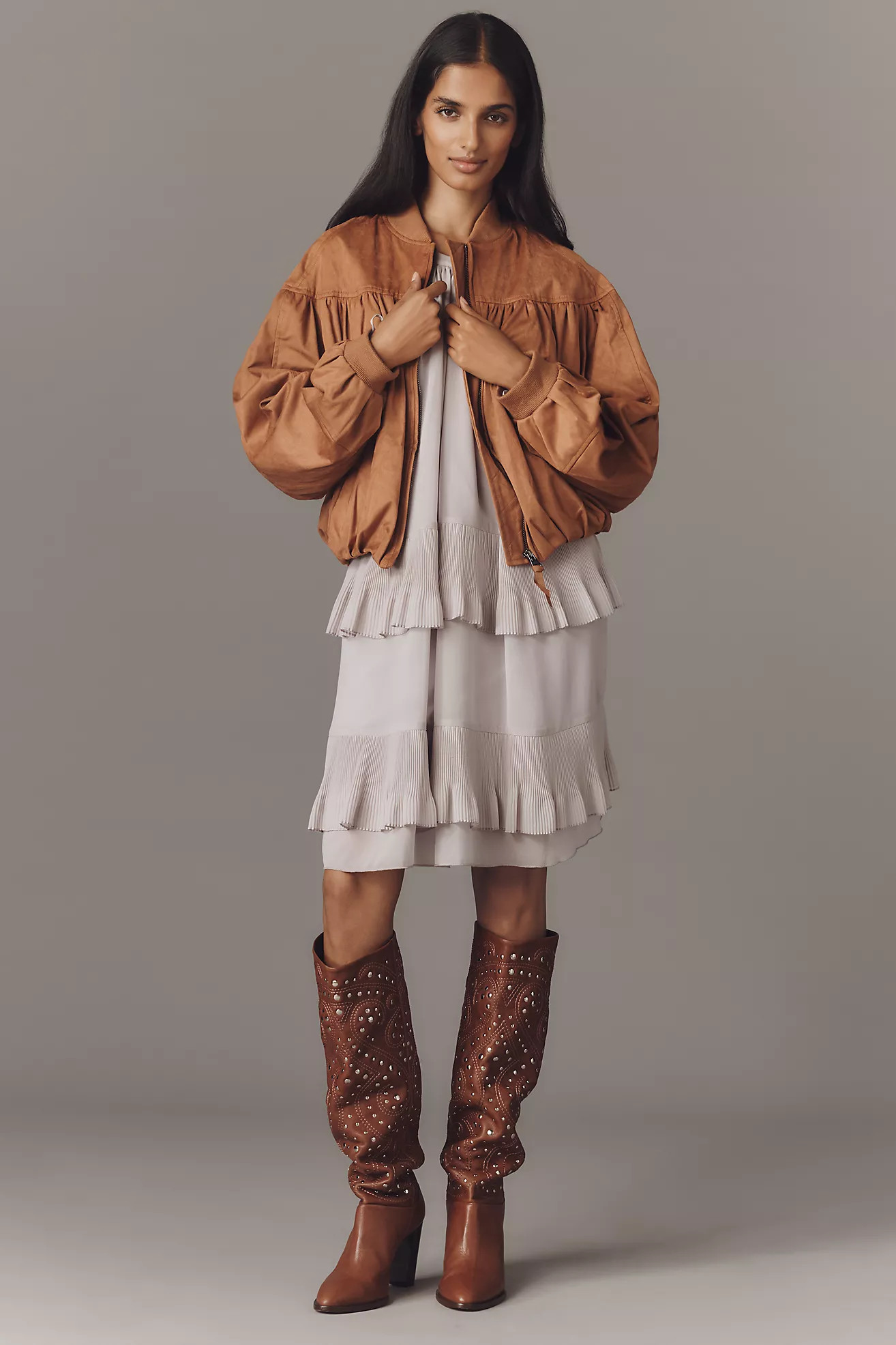 By Anthropologie Faux-Suede Bubble Bomber Jacket | Anthropologie (US)