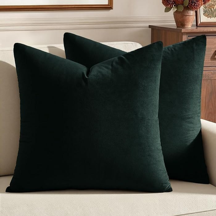 MIULEE Velvet Christmas Throw Pillow Covers 18x18 Inch Pack of 2 Army Green | Amazon (US)