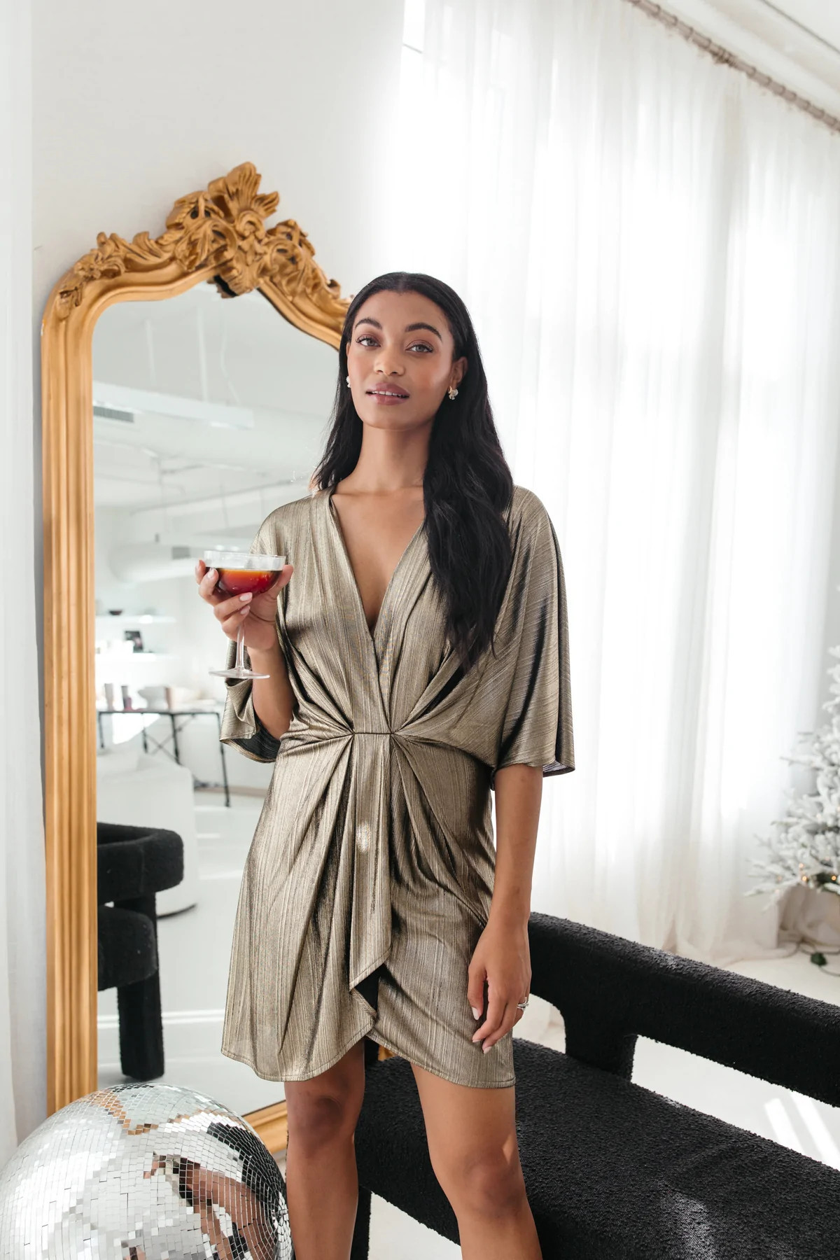Sarah Bronze Faux Wrap Dress | The Post
