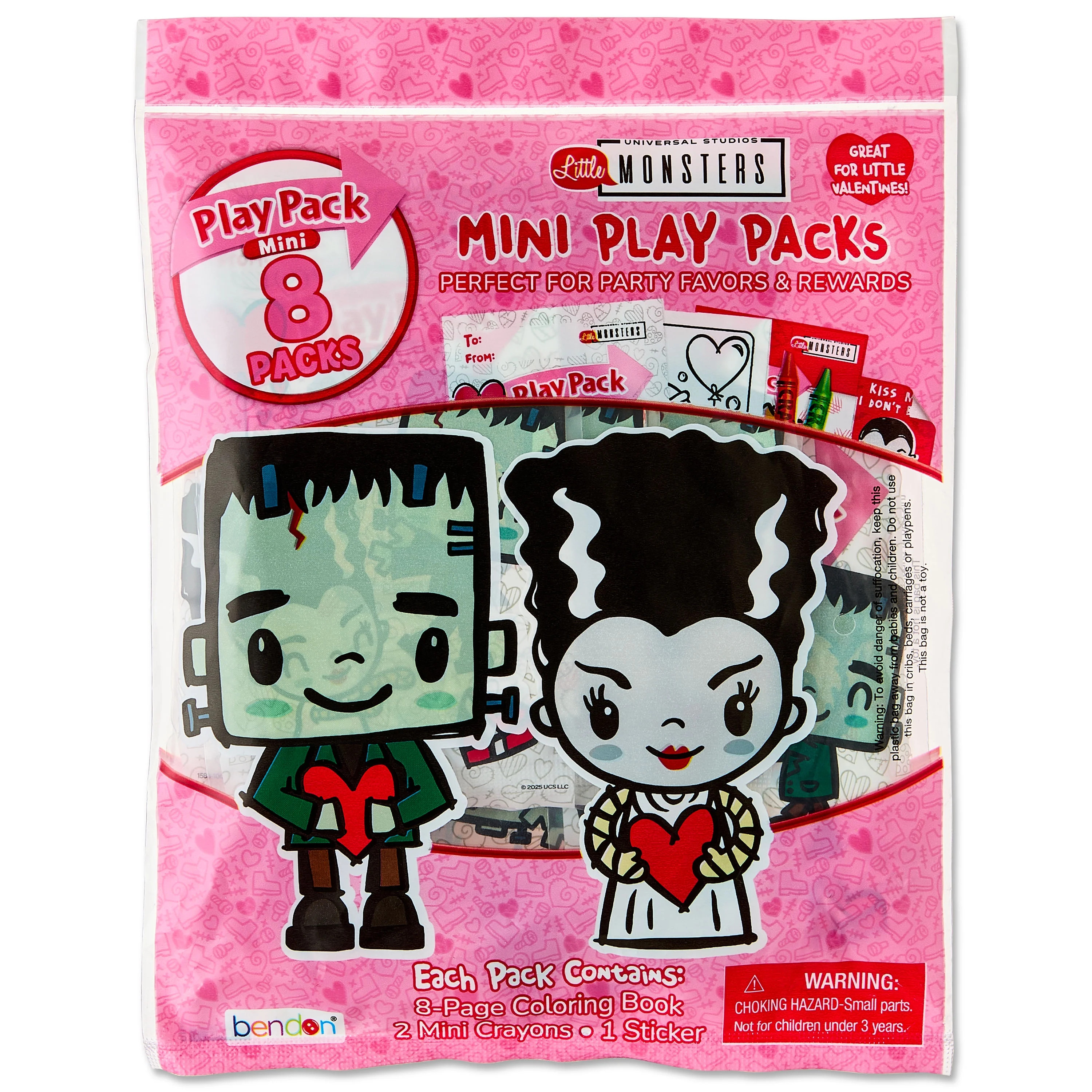 Universal Little Monsters 8 Count Mini Play Pack with Small Coloring Book and Crayons, Valentine'... | Walmart (US)