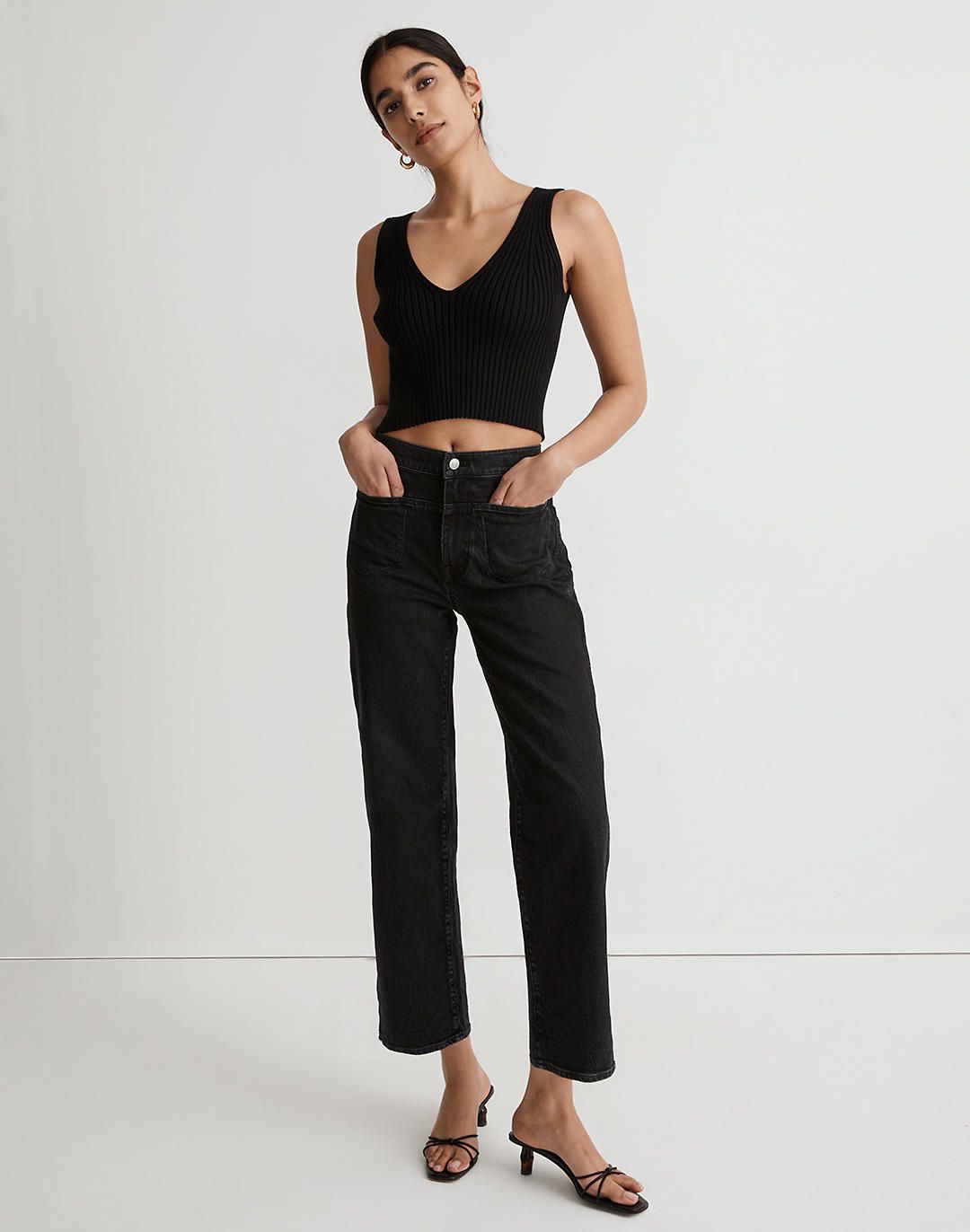 The Perfect Vintage Wide-Leg Crop Jean in Stone Black Wash | Madewell
