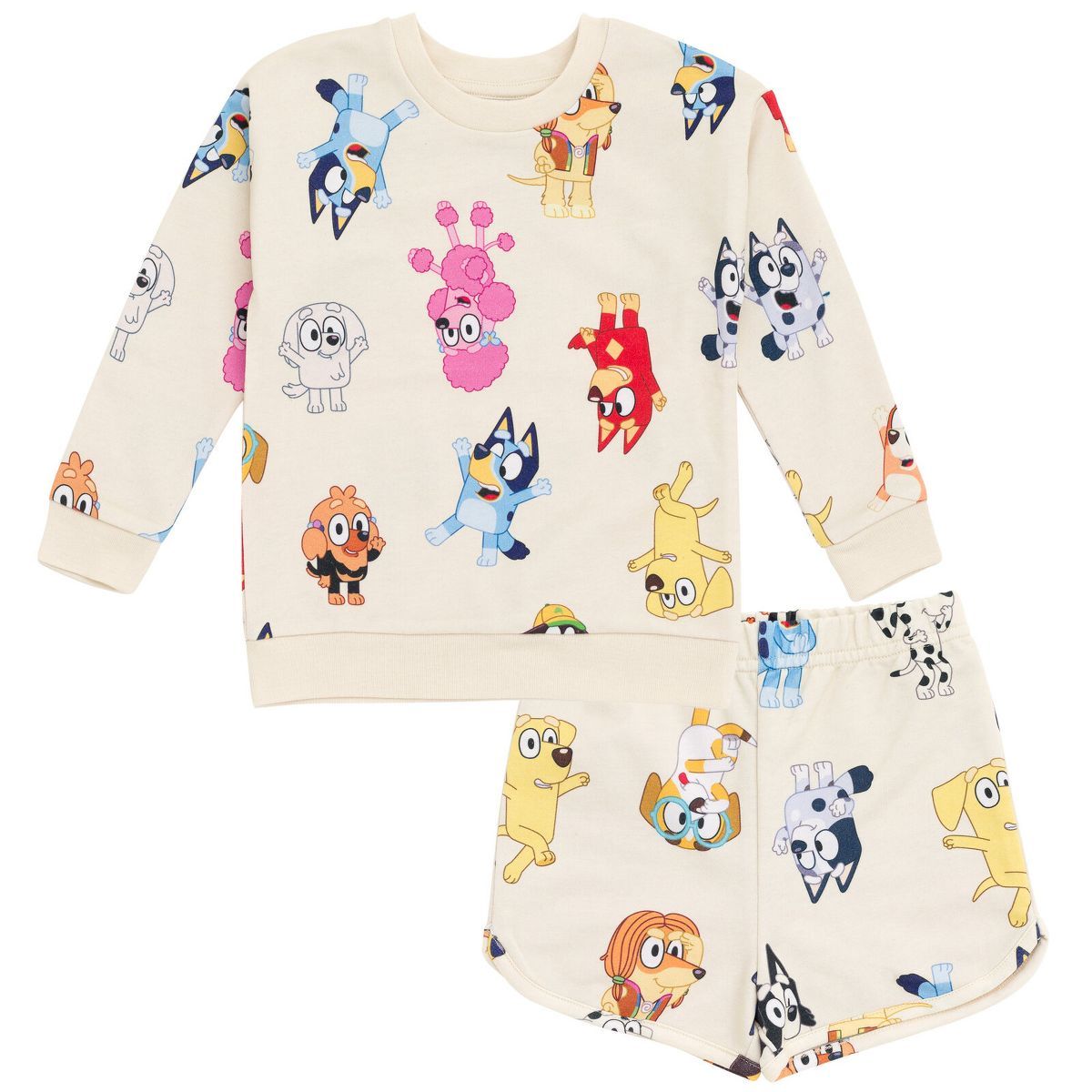 Bluey Bingo Chloe Coco Girls French Terry Sweatshirt and Shorts Toddler | Target
