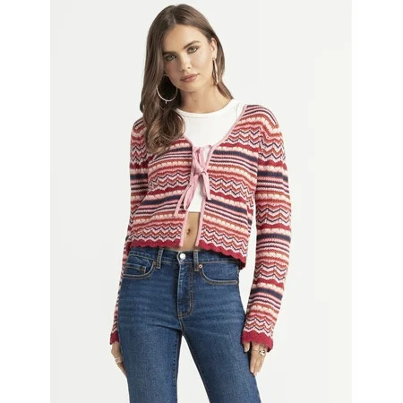 Jessica Simpson Women’s Alani Pointelle Cardigan Sweater Lightweight Sizes XS-XL | Walmart (US)