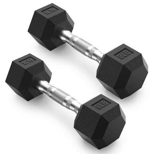 PAPABABE Hex Dumbbells Set of 2, 8lbs Dumbbells Pair, 8 Pounds Hand Weights for Women Men at Home, Free Weights Dumbbell Set for Home Gym Equipment, Pesas Mancuernas para Ejercicios de Hombre Casa. | Amazon (US)