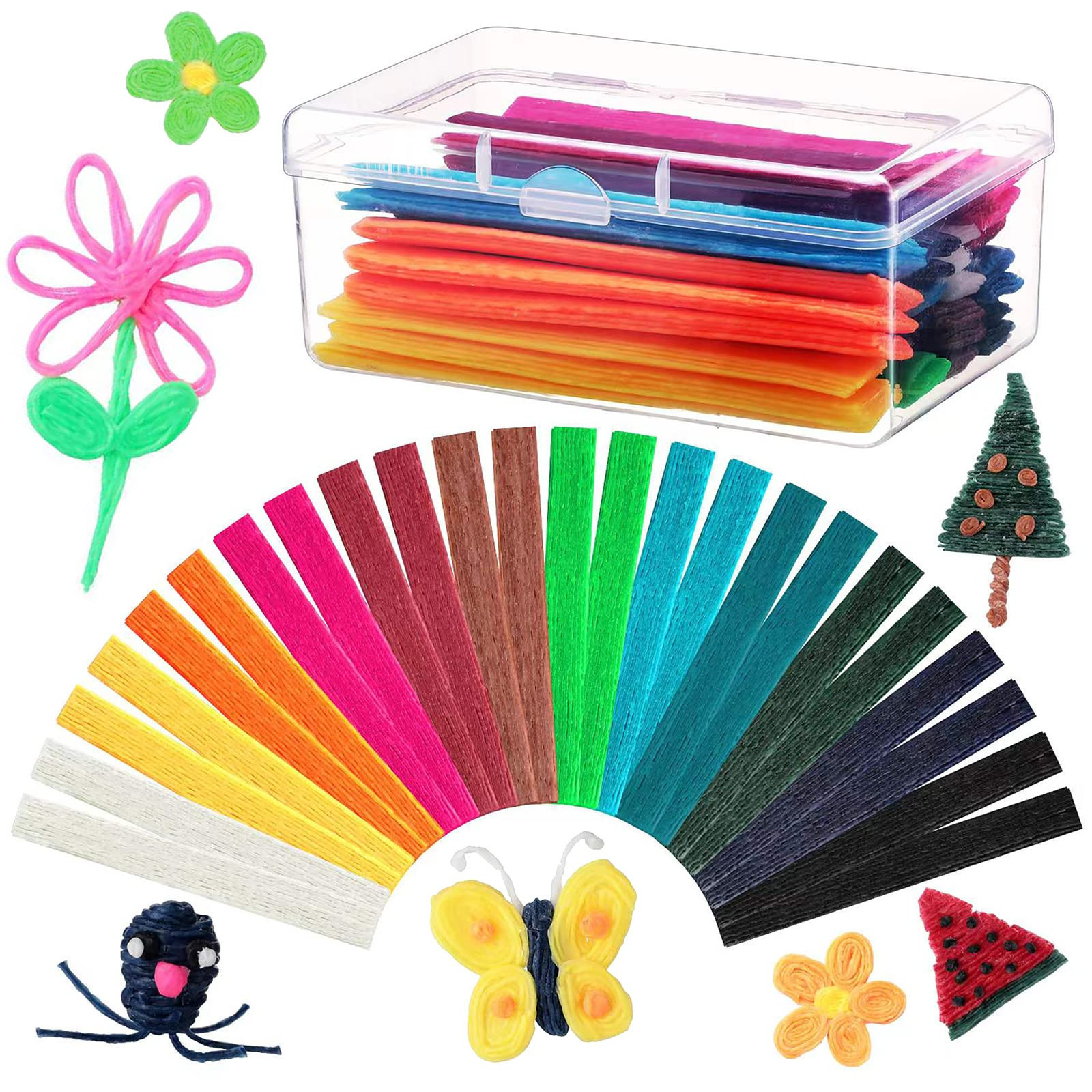 1200 Pieces Wax Craft Sticks for Kids Bendable Sticky Yarn Molding Sculpting Sticks in 13 Colors ... | Amazon (US)