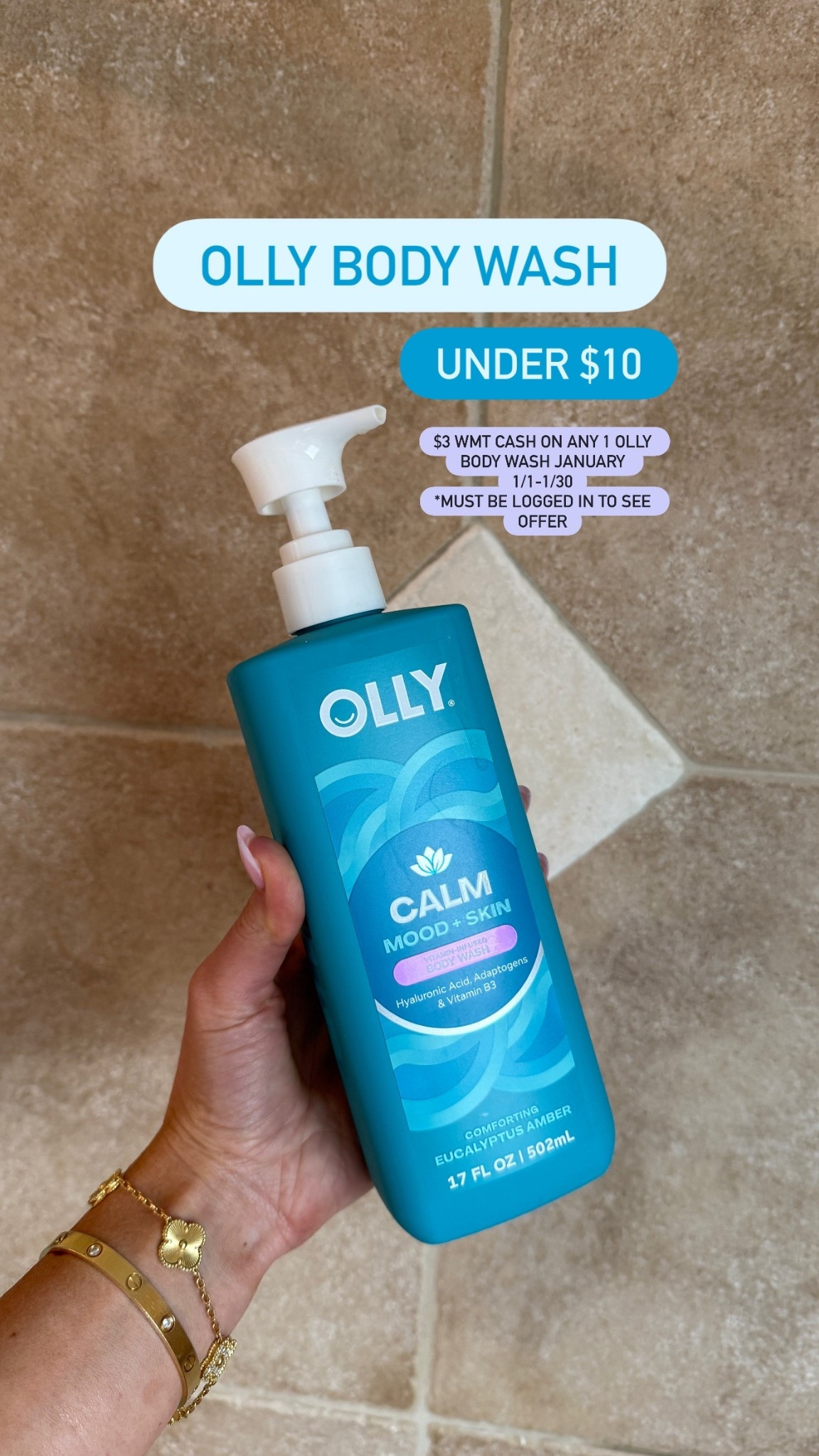 I am taking part in #WetJanuary while partnering with @ollywellness ! #OLLYPartner 
Instead of adding another routine or challenge, I am using this month to slow down, relax & recharge. This OLLY body wash has an amber & eucalyptus scent that is calming, grounding and soothing. This vitamin infused body wash leaves my skin feeling soft and refreshed. The best part is, this body wash is under $10! You can shop this body wash at Walmart on my LTK. Comment SHOP and I’ll DM you the link to shop. #liketkit 
