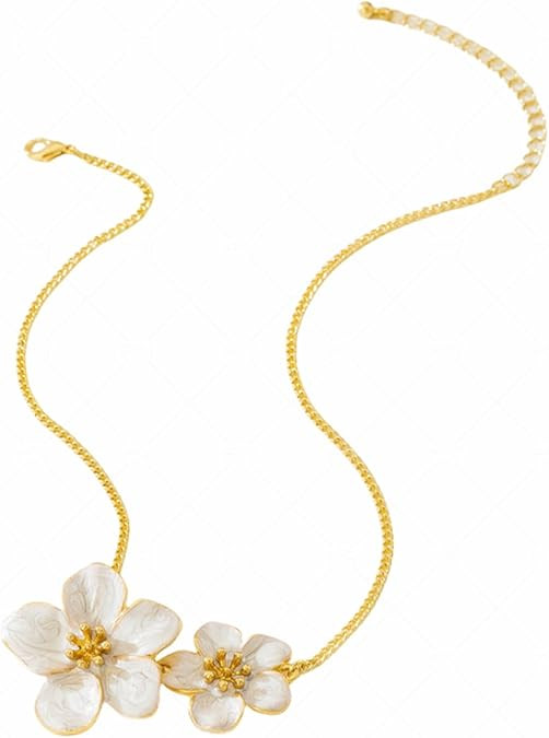 Chunky Gold Flower Pendant Necklace Vintage Statement Layered Daisy Camellia Flowers Chic Metal F... | Amazon (US)