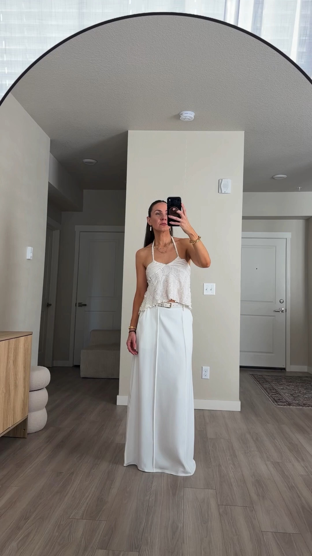 Linking exact products.  
Top: I tied the strings around my neck.  The brand styled it as a tube top.  So it’s versatile.  Wearing size small
Skirt: I’m 5’7’’ with flat shoes it hits the floor so it’s not petite girl friendly 
Necklaces: love love love I have so many sizes of it
Denim jacket: wearing size small 
 Super stylish with studs and lightweight!! 
Flat sandals: very comfy.  I have two pairs one I wear outside and one I keep in the studio for shooting.  Love the design!
Bag: not a great quality but cute 