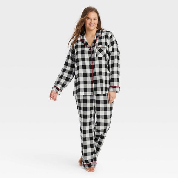 Women's Holiday Buffalo Check Plaid Flannel Matching Family Pajama Set - Wondershop™ White | Target