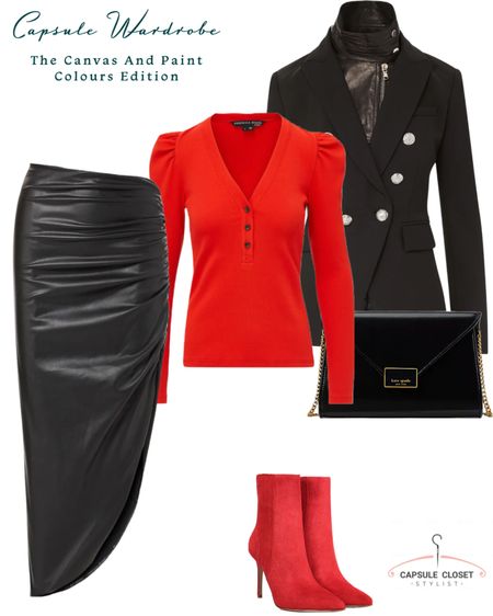 Neutral canvas colours with a hit of a bright paint colour works every time. #redtop #redboots #katespade #leatherskirt #blackblazer #blackjacket 

#LTKSeasonal #LTKstyletip #LTKGiftGuide