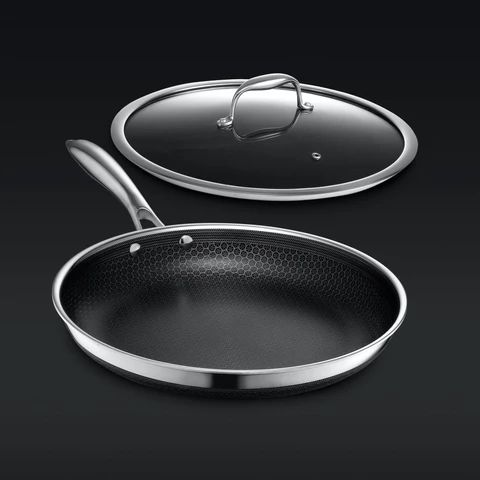 12" HexClad Hybrid Pan with Lid | HexClad Cookware (US)