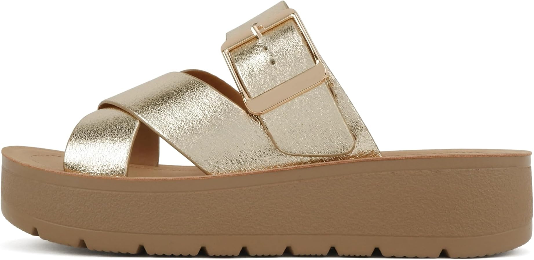 Soda Papaya ~ Women Open Toe Multi-Strap Flatform Sandals | Amazon (US)